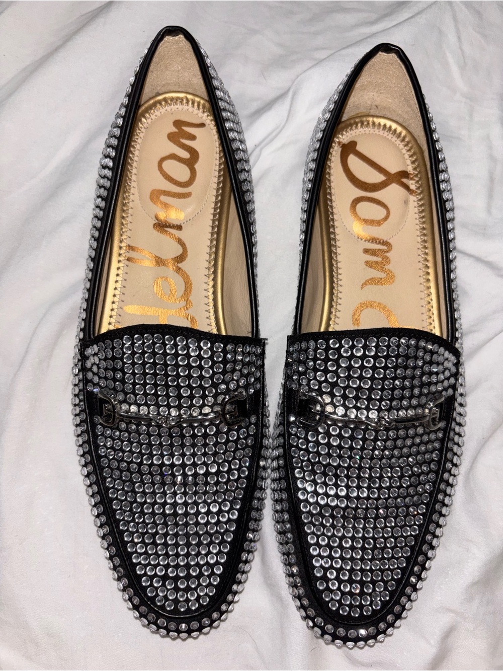 Sam Edelman Black Crystal-Embellished Loafers